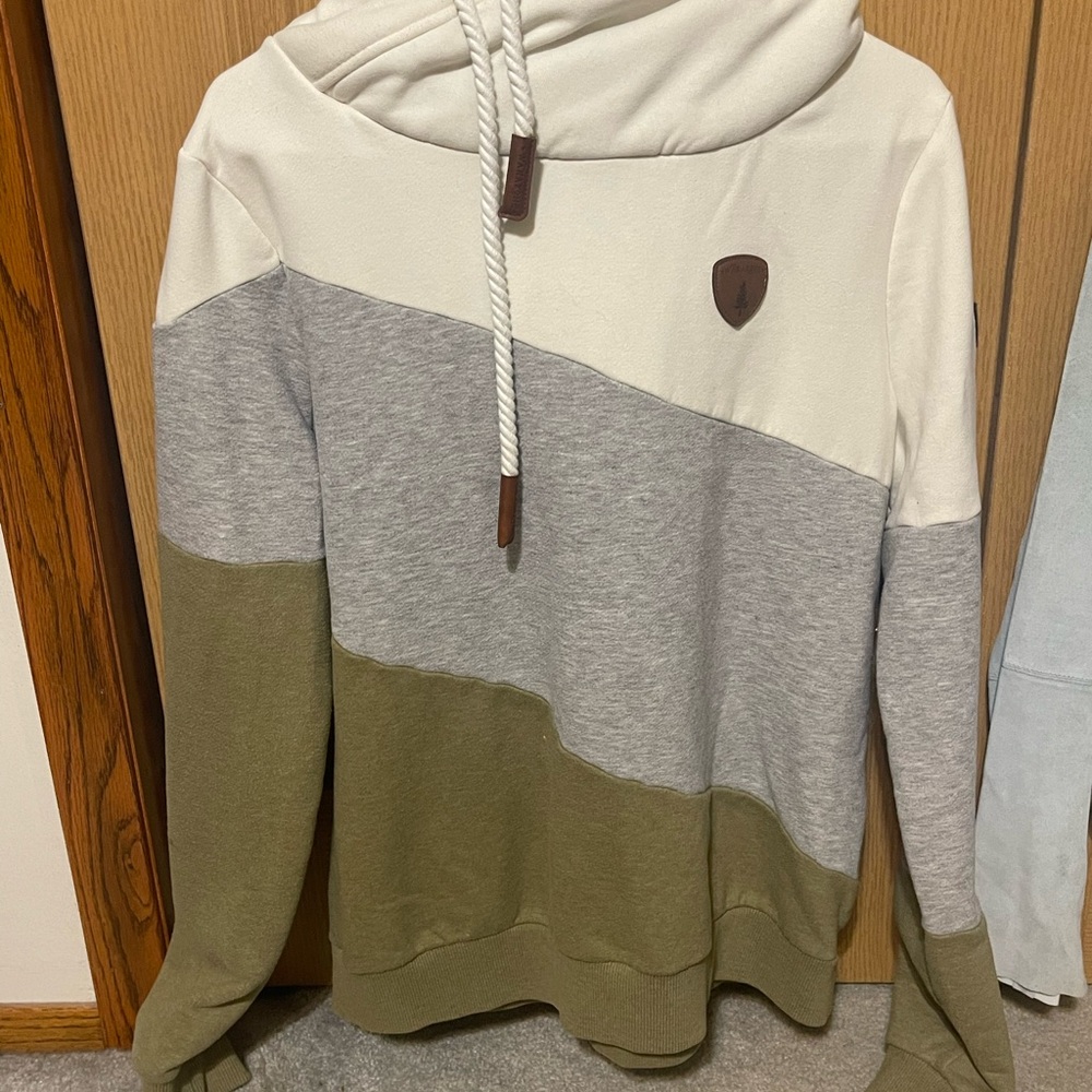 Wanakome Cream Hoodie with Brown Logo Patch